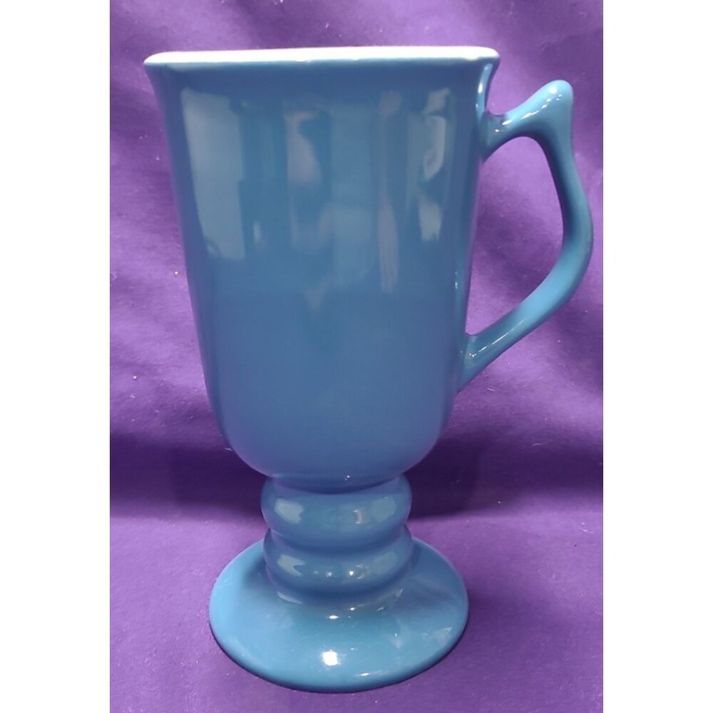 Vintage Hall 1273 BLUE Pedestal Mugs for Irish Coffee - Made in USA